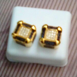 14k gold over sterling silver cube studs cz
